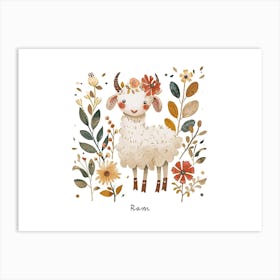 Little Floral Ram 3 Poster Art Print