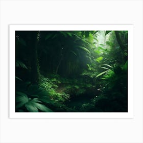 Enchanting Rainforest Scene Woven With Leaves And Trees Art Print