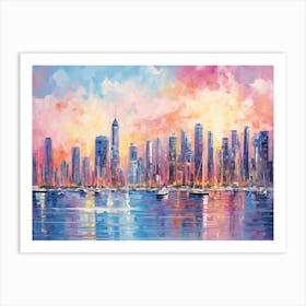 Cityscape At Sunset 1 Art Print