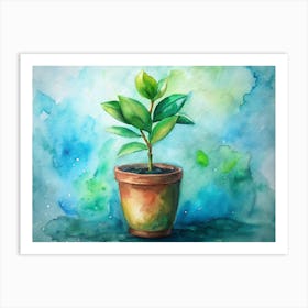 Potted Plant Watercolor Painting 2 Art Print