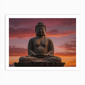 Buddha Statue At Sunset 1 Art Print