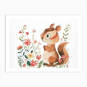 Little Floral Chipmunk 4 Art Print