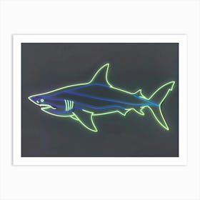 Green Scalloped Hammerhead Neon Shark 3 Art Print