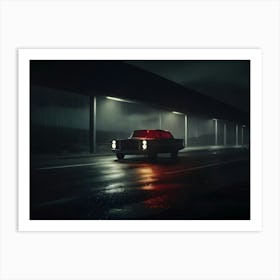 Retro Car At Highway 03 Art Print