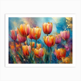 Magical Tulips Alcohol Ink Art Print