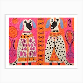 Dalmatian Dogs 2 Folk Style Animal Illustration Art Print