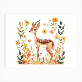 Little Floral Gazelle 2 Art Print