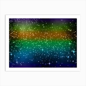 Purple, Green, Gold Shining Star Background Art Print