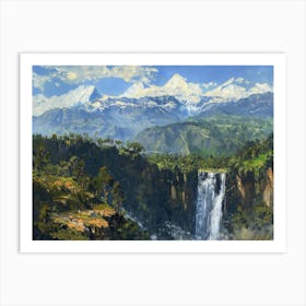 Waterfalls In Nepal Art Print