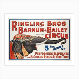 Vintage Circus Poster Elephant Art Print