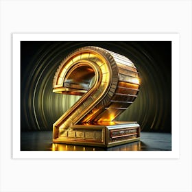 Gold Number Two With Glowing Lights And Circular Background Art Print