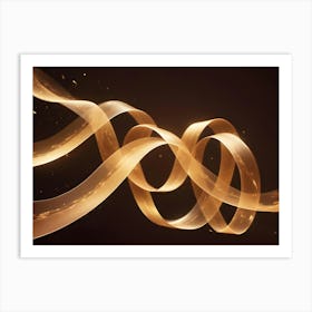 Abstract Image Of Flowing, Glowing, Golden Lines, Resembling A Digital Signal Or A Network Art Print