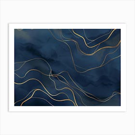 Gold Wavy Lines Art Print