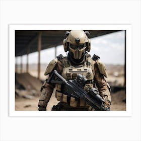 Futuristic robotic Soldier In Uniform 3 Art Print