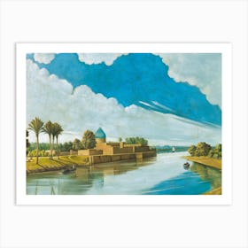 River Scene On The Banks Of The Tigris, Abdul Qadir Al Rassam Art Print