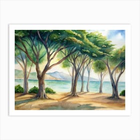 Trees By The Beach Art Print