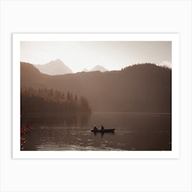 Canoe On Lake Scenery Art Print