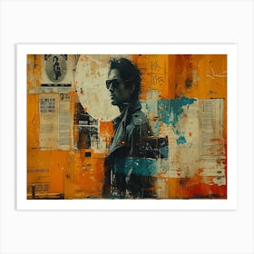 Analog Fusion: A Tapestry of Mixed Media Masterpieces Johnny Cash Art Print