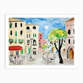 Reggio Emilia Italy Cute Watercolour Illustration 4 Art Print