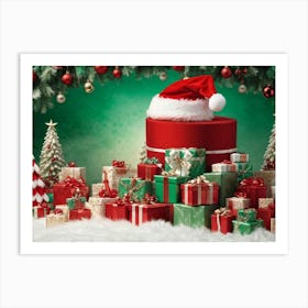 A Vividly Fluffy Red Santa Hat Brimming With Soft White Faux Fur Domes The Top In A Merry Celeb Art Print