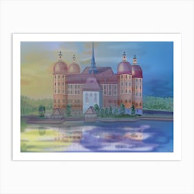 Landscape With Moritzburg Castle In The Fog On A Lake In Germany Art Print