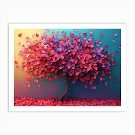 Elegant Colorful Tree With Colorful Leaves 1 Art Print