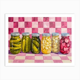 Pickles In A Jar Pink Checkerboard 2 Art Print