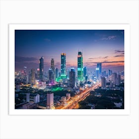 Bangkok Cityscape Set In The Distant Future Where Multiple High Tech Gadgets And Advanced Machinery (2) Art Print