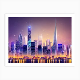 Cityscape At Night 2 Art Print