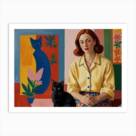 Woman With A Cat 1 Art Print