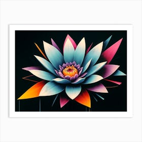 Abstract Lotus Flower painting Art Print