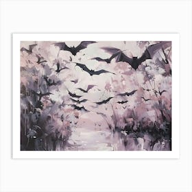 Bats Flying Over Water Art Print