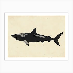 Great White Shark  Grey Silhouette 2 Art Print