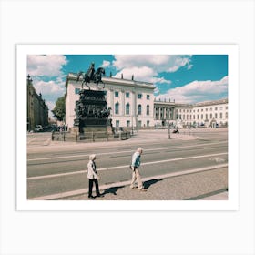 Two People Crossing The Street In Berlin Art Print