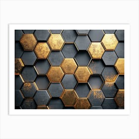 Abstract Gold Hexagonal Pattern Art Print