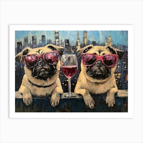 City Pugs 1 Art Print