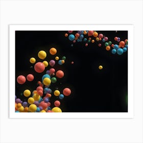 Colorful Spheres On Black Background Art Print