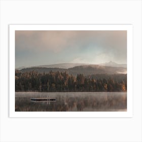 Foggy Autumn Lake Art Print