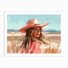 Girl In Pink Hat Art Print