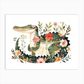 Little Floral Alligator 1 Art Print