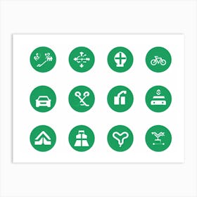 Green And White Icons Art Print