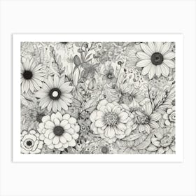 Black And White Flowers 5 Art Print