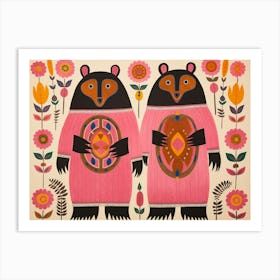 Black Bear 1 Folk Style Animal Illustration Art Print