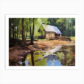 Barn By The Pond Art Print