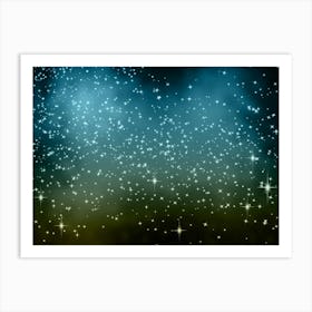 Yellow, Green, Blue Shining Star Background Art Print