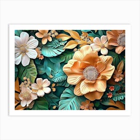 Art With Colorful Flowers Art Print