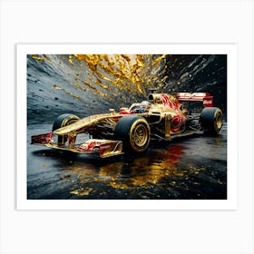Gold F1 Car Art Print