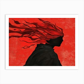 Woman With Fire in her Red Hair Art Print