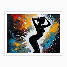  Oil Painting SilhouetteNaked Woman  with abstract background - Acrylic oil painting  #7 Art Print