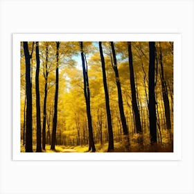 Yellow Trees In A Forest 1 Art Print